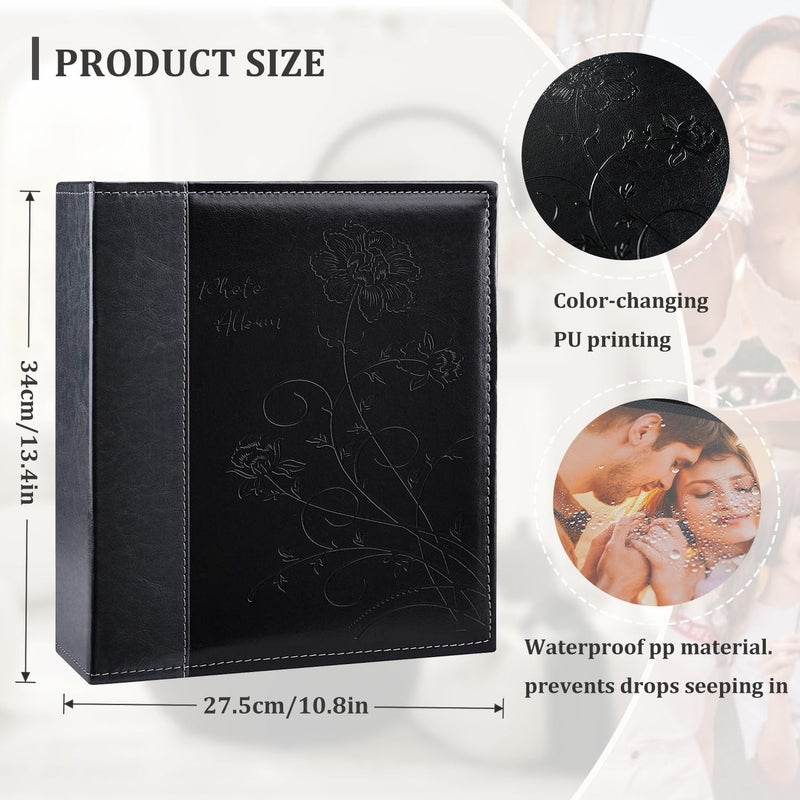 Artmag Photo Picutre Album 4x6 400 Photos, Extra Large Capacity Leather Cover Wedding Family Photo Albums Holds 400 Vertical 4x6 Photos with Black Pages(Black) - Image 2